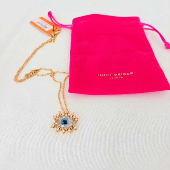 Kurt Geiger Jewelry - Kurt Geiger evil eye crystal pendant necklace new with tags blue gold tone